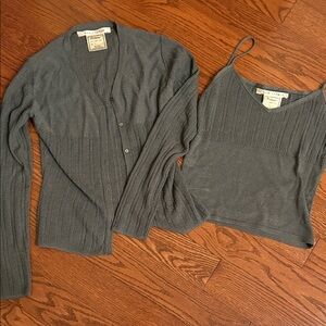 Max Studio Charcoal Cardigan and Tank Set